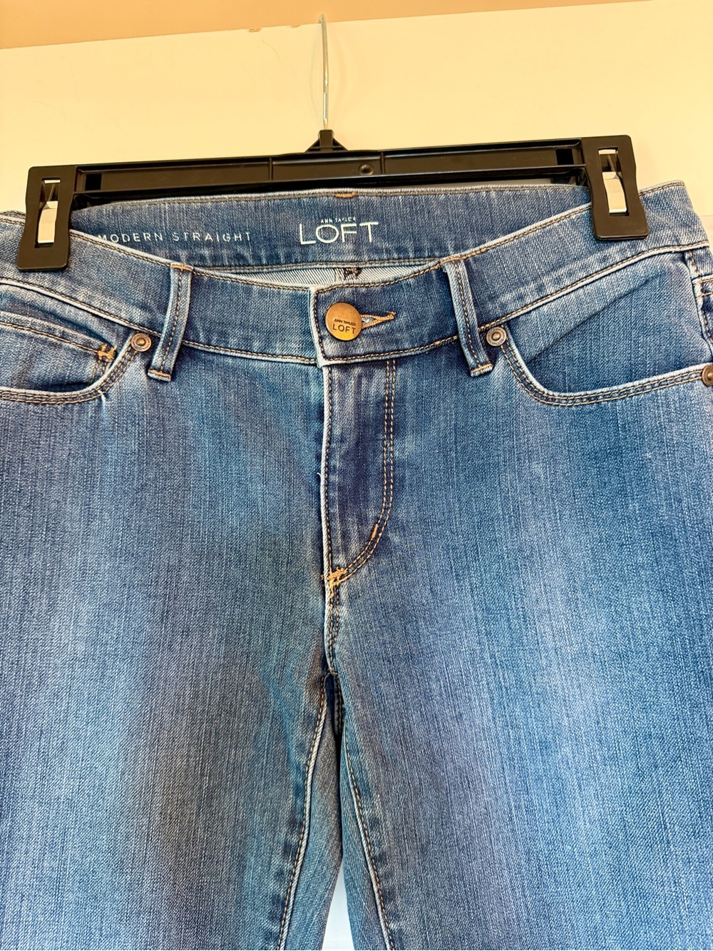 Ann Taylor LOFT Modern Straight Leg Jeans in Medium Blue Wash